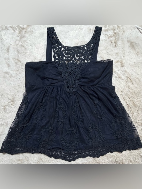 Boston Proper Tops - Boston Proper Navy Lace Crochet Sleeveless Top XL